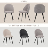ALBATROS Designer Esszimmerstuhl CAPO | 4er Set | Schwarz, Grau, Beige | Stoff Bezug