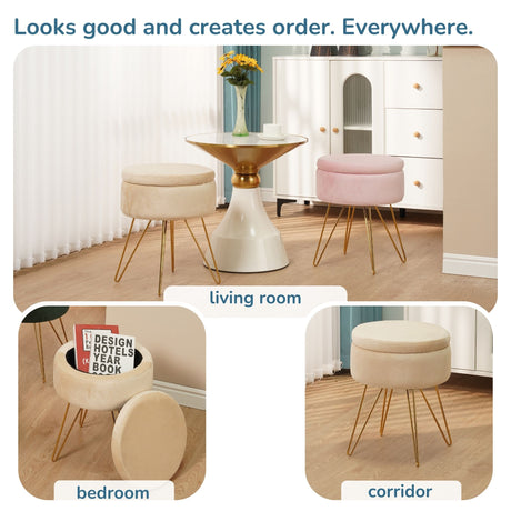 Sitzhocker mit Stauraum CANNES Sherpa oder Samtbezug