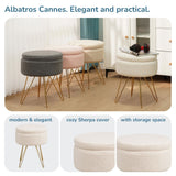 Sitzhocker mit Stauraum CANNES Sherpa oder Samtbezug