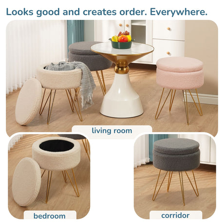 Sitzhocker mit Stauraum CANNES Sherpa oder Samtbezug