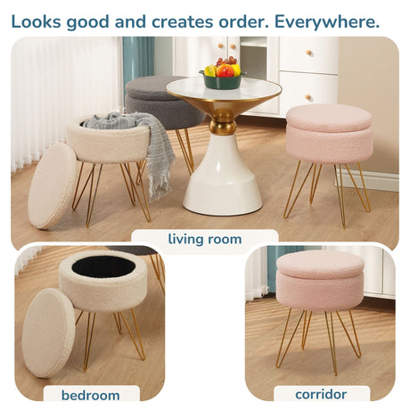 Sitzhocker mit Stauraum CANNES Sherpa oder Samtbezug
