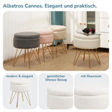 Sitzhocker mit Stauraum CANNES Sherpa oder Samtbezug