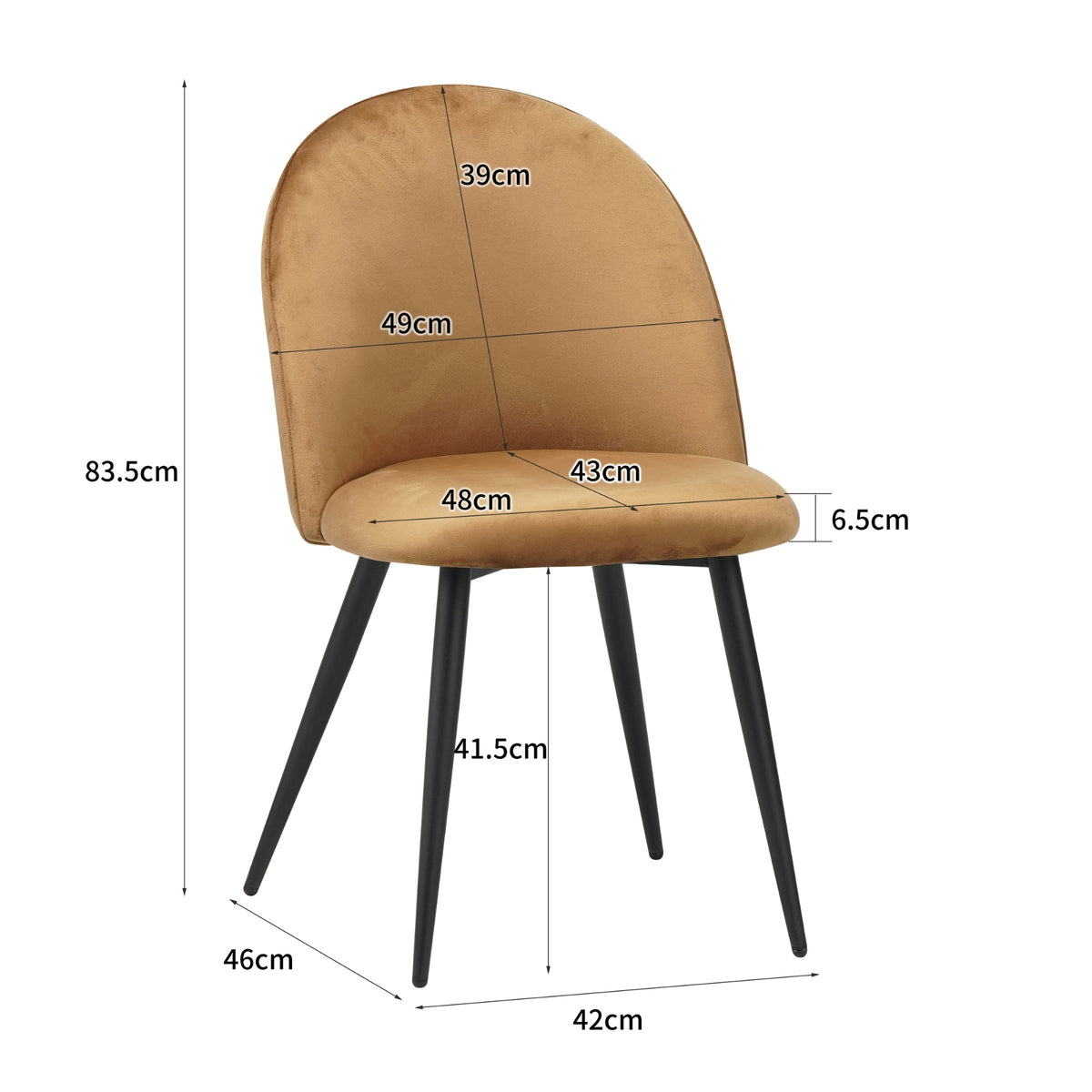 ALBATROS Designer Esszimmerstuhl CAPO | 4er Set | Schwarz, Braun, Grau, Beige, Türkis, Blau, Pink | Samt Bezug