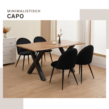 ALBATROS Designer Esszimmerstuhl CAPO | 4er Set | Schwarz, Braun, Grau, Beige, Türkis, Blau, Pink | Samt Bezug