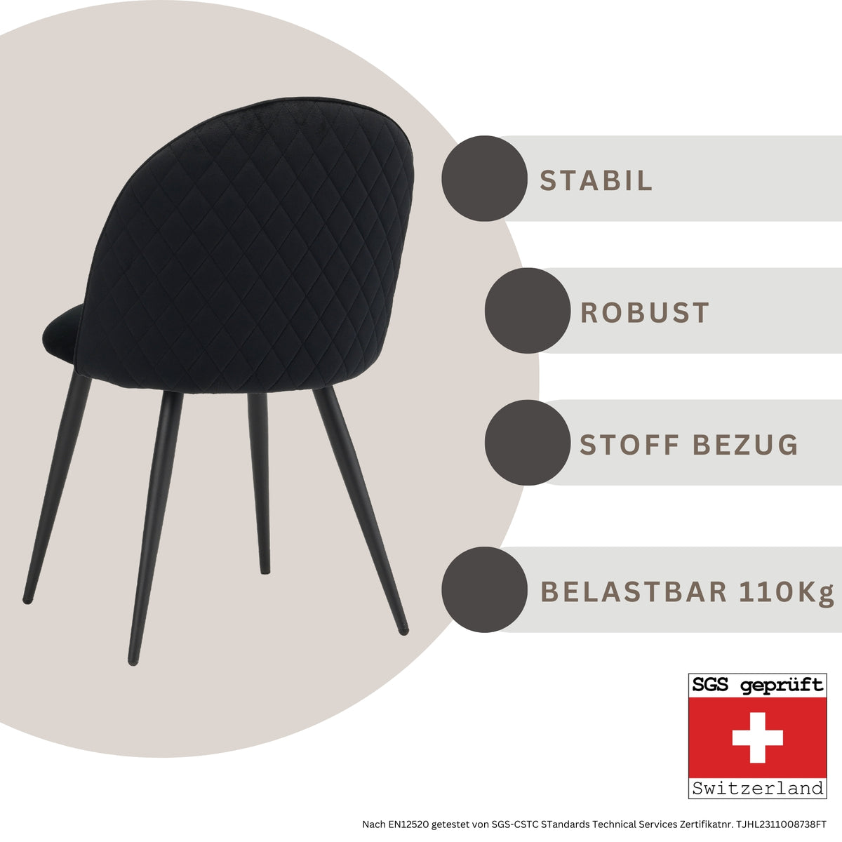 ALBATROS Designer Esszimmerstuhl CAPO | 4er Set | Schwarz, Braun, Grau, Beige, Türkis, Blau, Pink | Samt Bezug