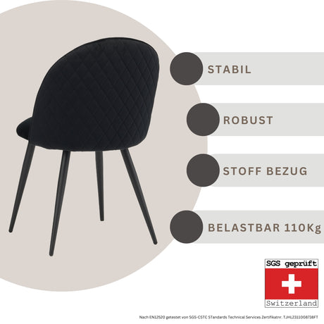 ALBATROS Designer Esszimmerstuhl CAPO | 4er Set | Schwarz, Braun, Grau, Beige, Türkis, Blau, Pink | Samt Bezug