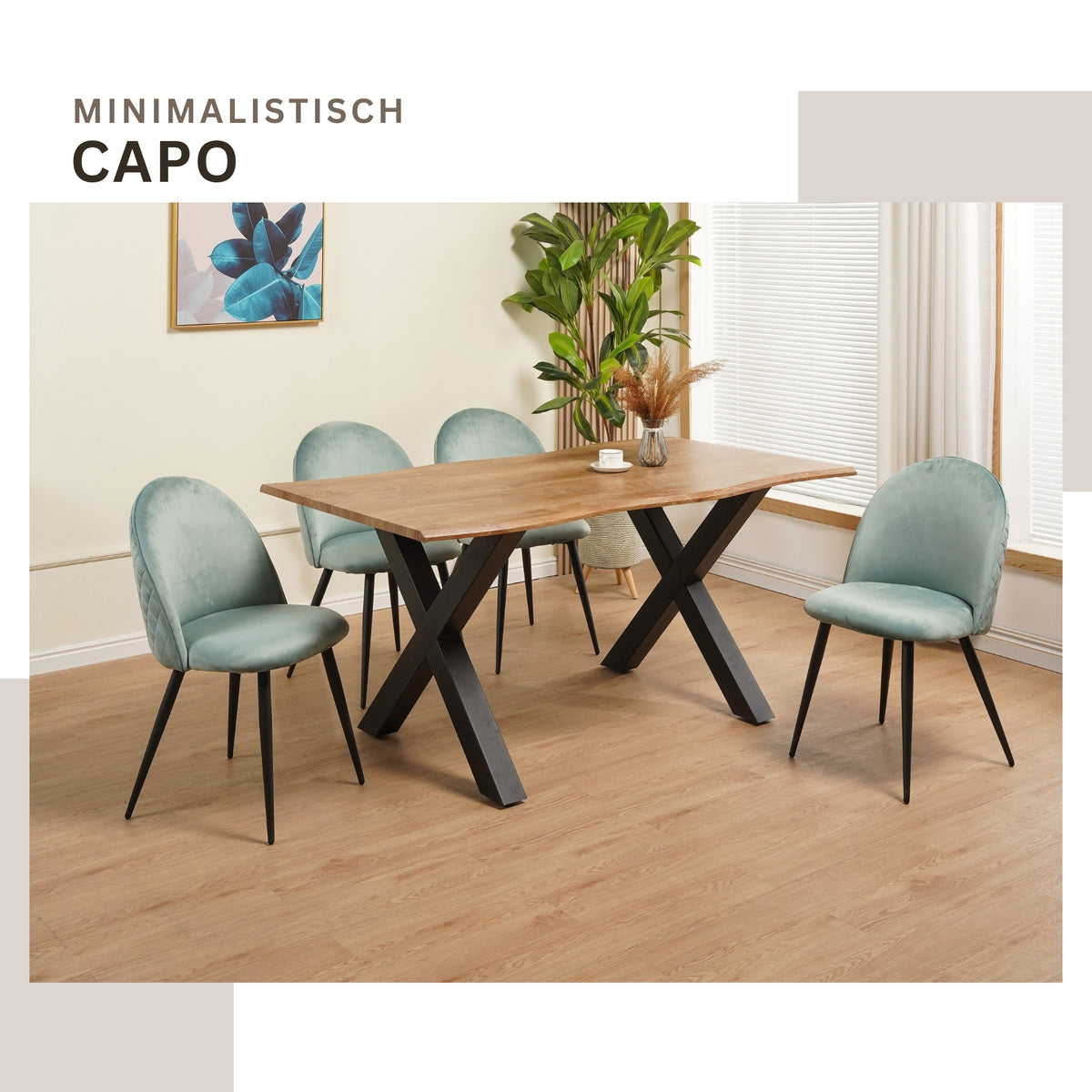 ALBATROS Designer Esszimmerstuhl CAPO | 4er Set | Schwarz, Braun, Grau, Beige, Türkis, Blau, Pink | Samt Bezug