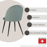 ALBATROS Designer Esszimmerstuhl CAPO | 4er Set | Schwarz, Braun, Grau, Beige, Türkis, Blau, Pink | Samt Bezug