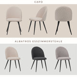 ALBATROS Designer Esszimmerstuhl CAPO | 4er Set | Schwarz, Grau, Beige | Stoff Bezug