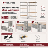 SR2S Schwerlastregal 875 kg – Metallregal 180x90x40 cm, 5 verstellbare Ablagen, Steckregal teilbar, Lagerregal für Garage, Keller, Werkstatt, Vorratsraum, inkl. 2 Haken