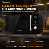 4in1 Mikrowelle MW2200 25L - Touch, Grill, Heißluft, 8 Programme, 60 Min Timer, Kindersicherung, Express-Start, Rost, Crisp-Pfanne