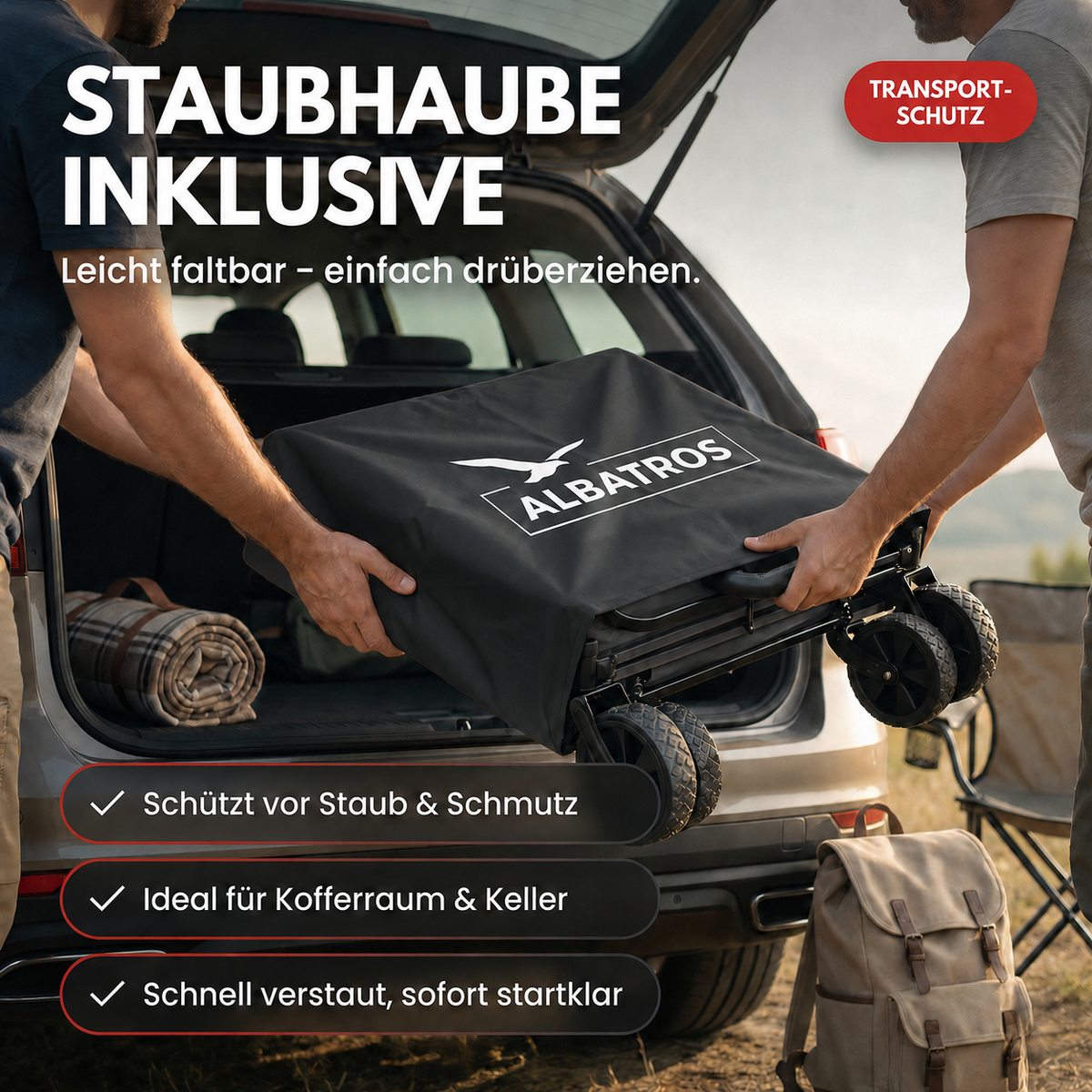 Albatros Bollerwagen Rosa klappbar 120L mit Flaschenöffner & Getränkehalter