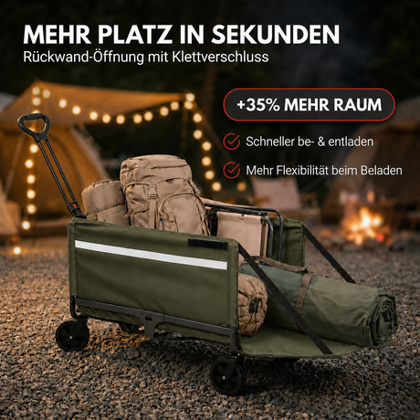 Albatros Bollerwagen Grün klappbar 120L mit Flaschenöffner & Getränkehalter