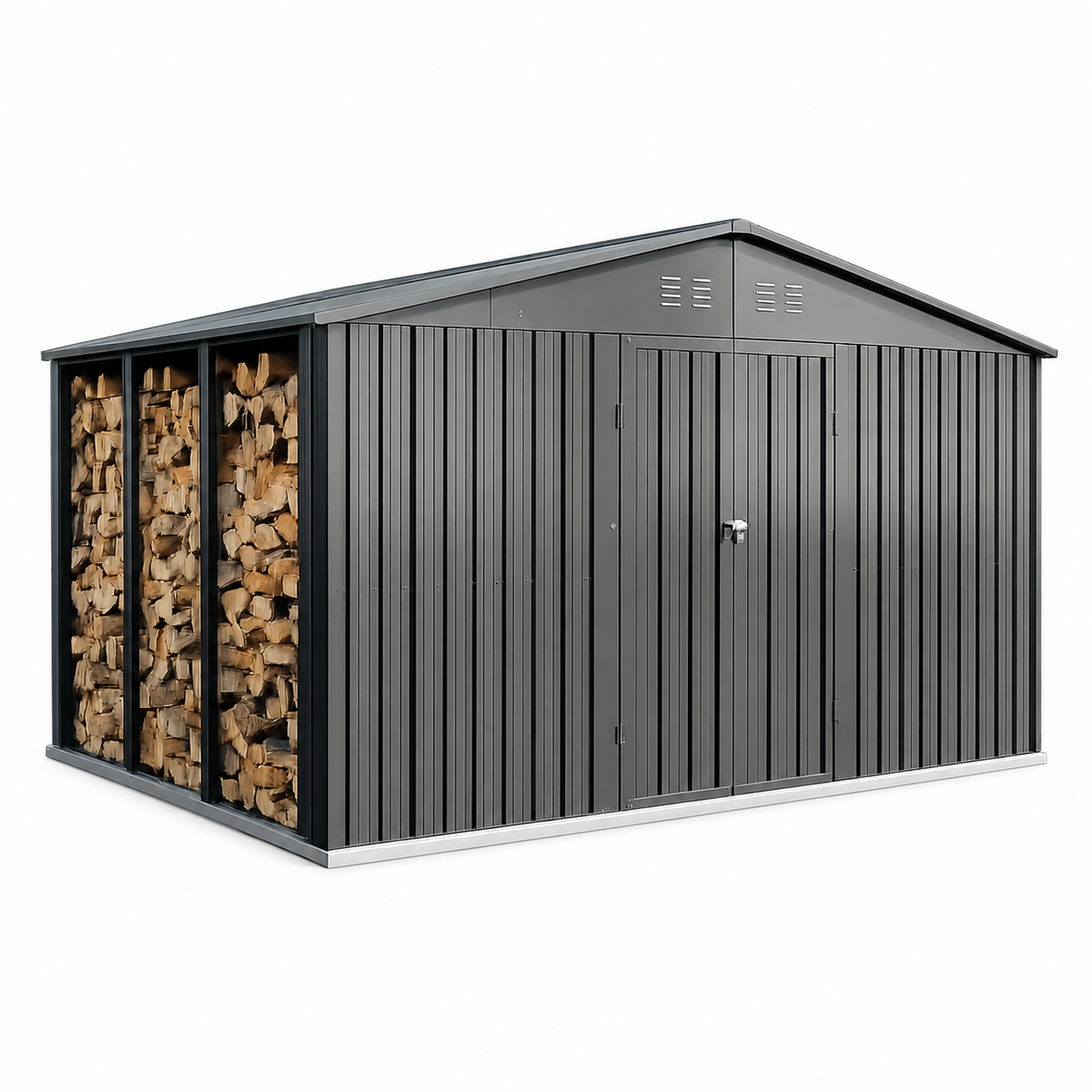 Albatros Gerätehaus 4XL | Anthrazit RAL 7016 | 386,6x325,5x204cm | abschließbar inkl. Schloss & Werkzeughaken | Gartenhaus aus verzinktem wetterfestem Metall