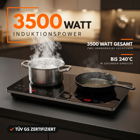Sommertal Induktionskochfeld  Tragbar Super-Slim Design bis 240 °C mit 4h Timer