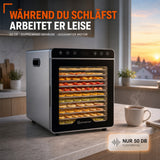 Sommertal Dörrautomat Silence 800 | 12 Edelstahl-Einschübe, 800 Watt, 30–85°C, 24h Timer