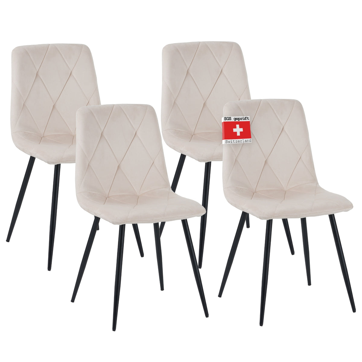 ALBATROS Designer Esszimmerstuhl DORA | 4er Set | Anthrazit, Grau, Beige | Samt Bezug