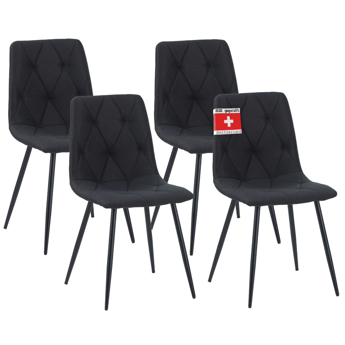 ALBATROS Designer Esszimmerstuhl DORA | 4er Set | Schwarz, Grau, Beige | Stoff Bezug