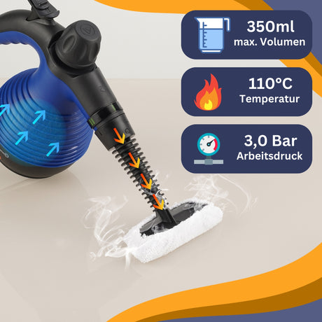 Dampfreiniger Handgerät SC350  Kompakter Hand-Dampfreiniger für Polstermöbel, Fliesen, Böden