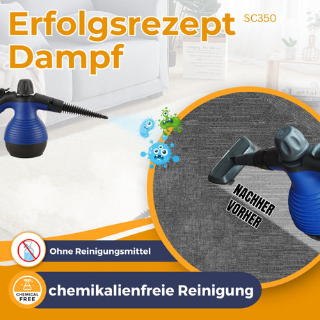 Dampfreiniger Handgerät SC350  Kompakter Hand-Dampfreiniger für Polstermöbel, Fliesen, Böden