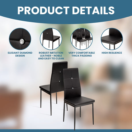 ALBATROS Designer Esszimmerstuhl DIAMOND | 4er/6er Set | Schwarz, Grau, Weiß | Kunstleder Bezug