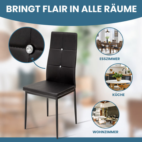 ALBATROS Designer Esszimmerstuhl DIAMOND | 4er/6er Set | Schwarz, Grau, Weiß | Kunstleder Bezug