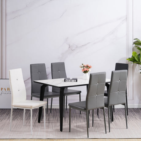 ALBATROS Designer Esszimmerstuhl DIAMOND | 4er/6er Set | Schwarz, Grau, Weiß | Kunstleder Bezug