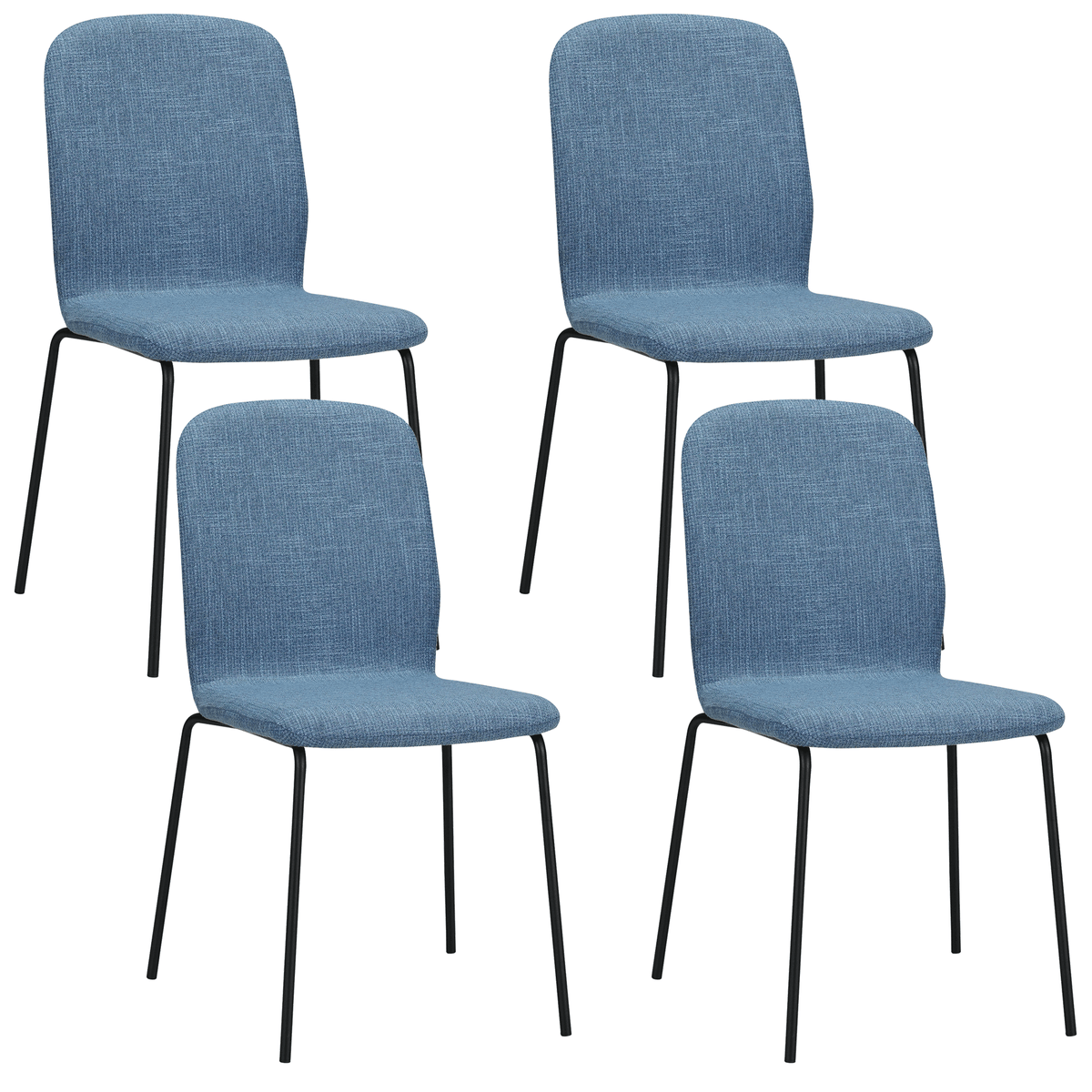 RAVINO Designer Stapelstühle 4er Set ENNA  / S10 mit Stoffbezug, Konferenzstühle Besucherstühle