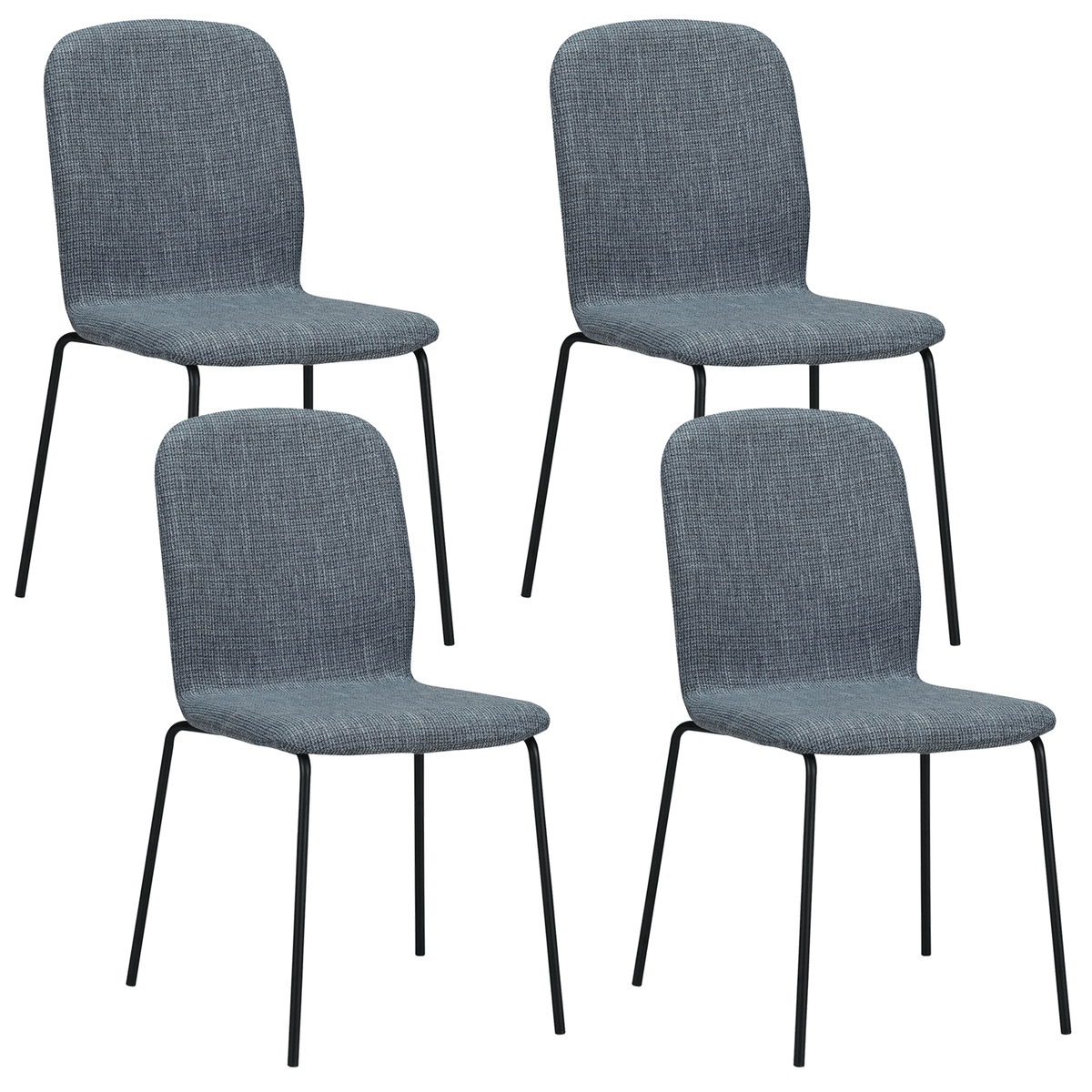 RAVINO Designer Stapelstühle 4er Set ENNA  / S10 mit Stoffbezug, Konferenzstühle Besucherstühle