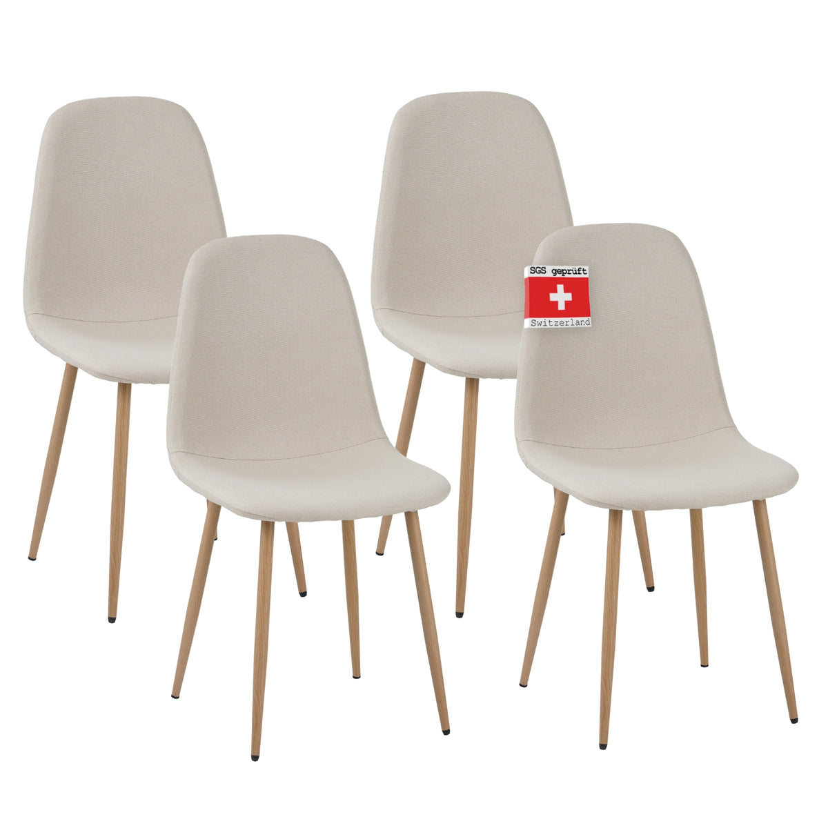 ALBATROS Designer Esszimmerstuhl FANO | 4er Set | Schwarz, Grau, Beige | Stoff Bezug