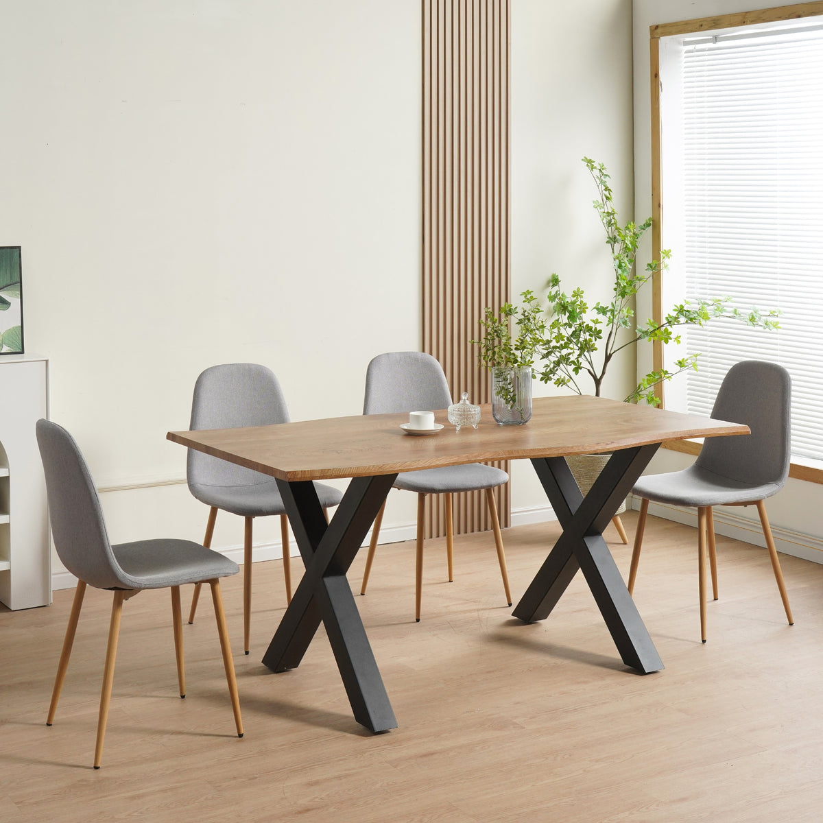 ALBATROS Designer Esszimmerstuhl FANO | 4er Set | Schwarz, Grau, Beige | Stoff Bezug