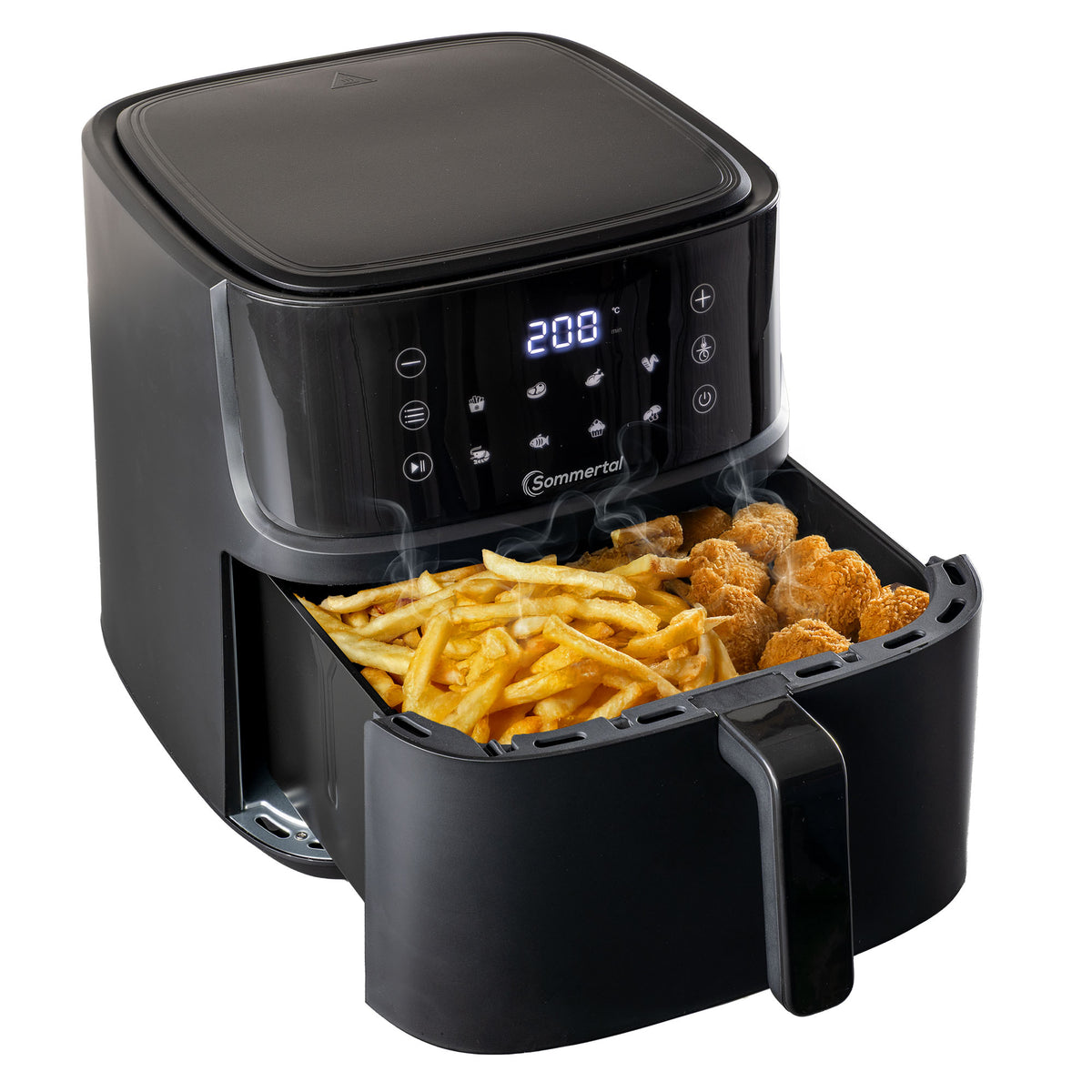 Sommertal Heißluftfritteuse HF760 - 7,6L XXL Airfryer - Touchscreen, 8 Programme, 2000 Watt, TÜV Rheinland GS geprüft