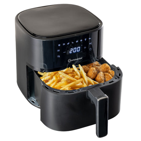 Sommertal Heißluftfritteuse HF570 – 5,7L XL Airfryer - Touchscreen, 8 Programme, 1700 Watt, TÜV Rheinland GS geprüft