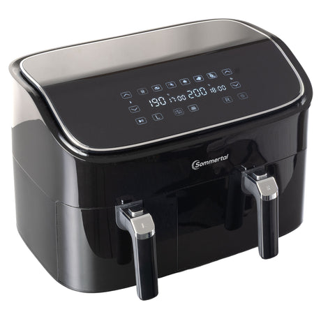 Sommertal Heißluftfritteuse HF DUAL 900 mit Doppelkammer | 9 Liter XXL Airfryer & Dörrgerät | 2850W