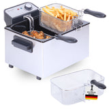 Sommertal XXL Doppel-Fritteuse mit Öl oder Fett – 3 Körbe, 5 Liter, 3000 Watt, Kaltzone, DF3270