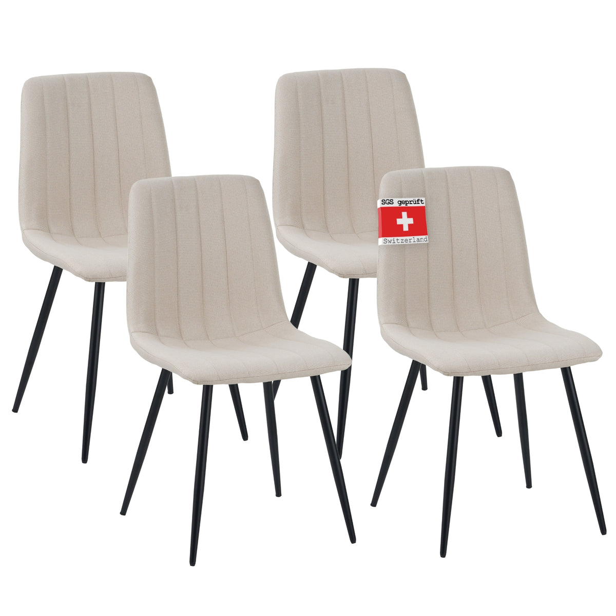 ALBATROS Designer Esszimmerstuhl GARDA | 4er Set | Schwarz, Braun, Anthrazit, Beige | Stoff Bezug