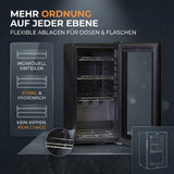 Kühlschrank GKL 50– Leiser Getränkekühlschrank mit RGB LED, Touchscreen & Schloss kleiner Flaschenkühlschrank schwarz 50L