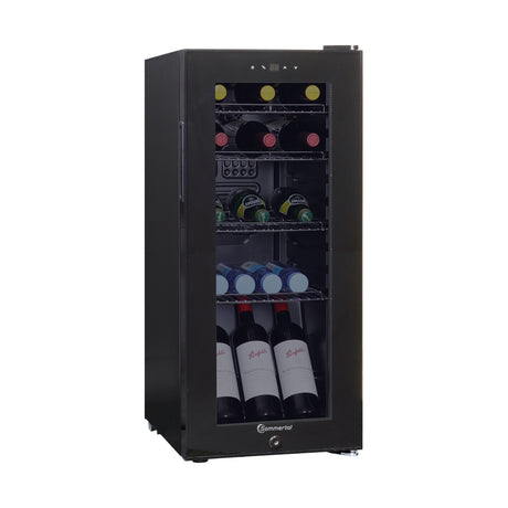 Kühlschrank GK 60– Leiser Getränkekühlschrank mit LED, Touchscreen & Schloss kleiner Flaschenkühlschrank schwarz 60L