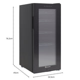 Kühlschrank GK 60– Leiser Getränkekühlschrank mit LED, Touchscreen & Schloss kleiner Flaschenkühlschrank schwarz 60L