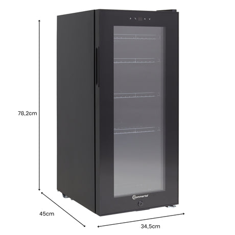 Kühlschrank GK 60– Leiser Getränkekühlschrank mit LED, Touchscreen & Schloss kleiner Flaschenkühlschrank schwarz 60L