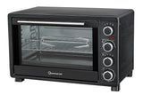 Minibackofen 30 Liter mit Drehspieß & Umluft, 1500W, 100–230°C, 60 Min. Timer, Hähnchengrill Mini Backofen, Kleiner Backofen zum Backen, Grillen & Pizza, Campingbackofen inkl. Zubehör