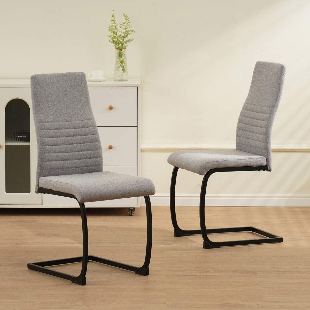 ALBATROS Freischwinger Designerstuhl TURANO | 4er Set | Schwarz, Grau, Beige | Stoff Bezug