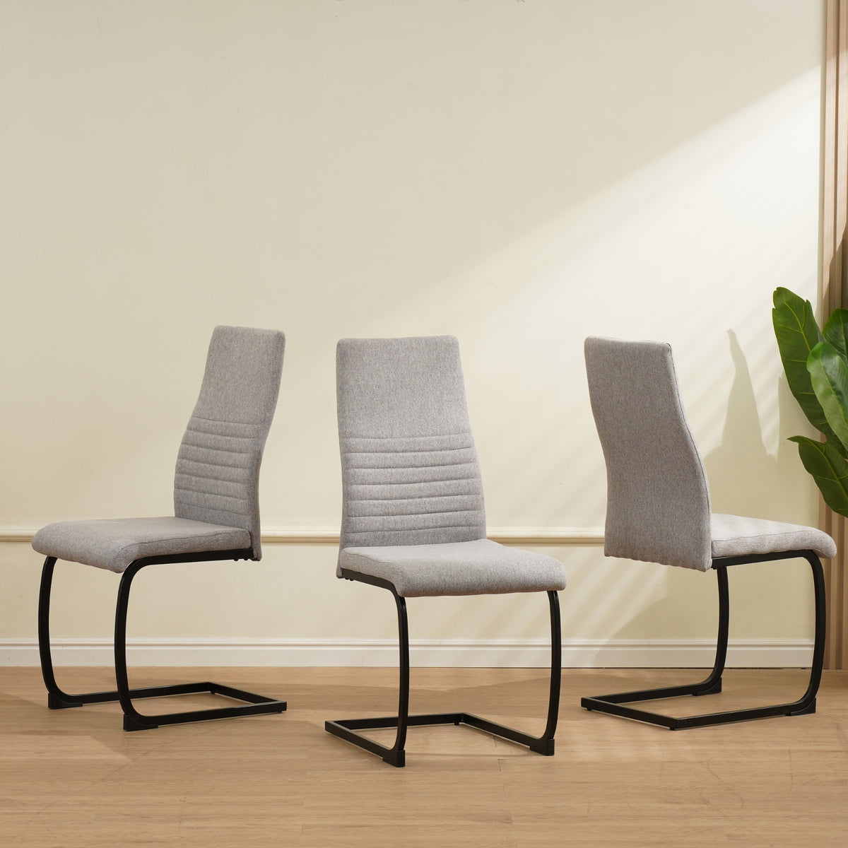 ALBATROS Freischwinger Designerstuhl TURANO | 4er Set | Schwarz, Grau, Beige | Stoff Bezug