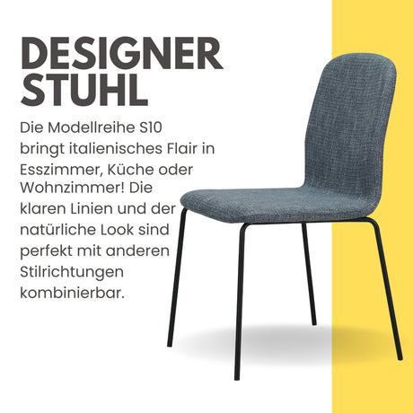 RAVINO Designer Stapelstühle 4er Set ENNA  / S10 mit Stoffbezug, Konferenzstühle Besucherstühle