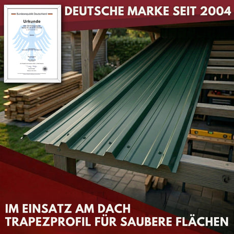 Albatros Trapezblech Dachplatten 12er oder 22er Set, Anthrazit RAL 7016 oder Grün RAL 6005, 1090 x 445 mm, verzinkt, Dachblech Profilblech für Gartenhaus, Carport, Schuppen und Gerätehaus