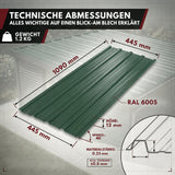 Albatros Trapezblech Dachplatten 12er oder 22er Set, Anthrazit RAL 7016 oder Grün RAL 6005, 1090 x 445 mm, verzinkt, Dachblech Profilblech für Gartenhaus, Carport, Schuppen und Gerätehaus