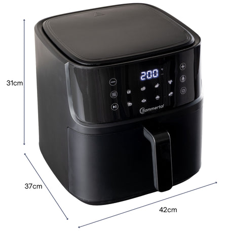 Sommertal Heißluftfritteuse HF760 - 7,6L XXL Airfryer - Touchscreen, 8 Programme, 2000 Watt, TÜV Rheinland GS geprüft