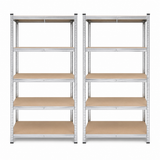 SR2S Schwerlastregal 875 kg – Metallregal 180x90x40 cm, 5 verstellbare Ablagen, Steckregal teilbar, Lagerregal für Garage, Keller, Werkstatt, Vorratsraum, inkl. 2 Haken