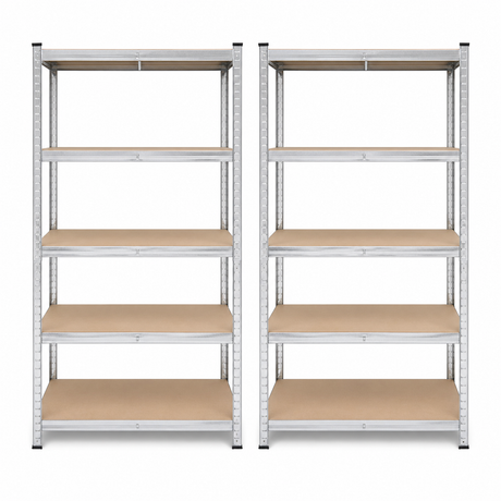 SR2S Schwerlastregal 875 kg – Metallregal 180x90x40 cm, 5 verstellbare Ablagen, Steckregal teilbar, Lagerregal für Garage, Keller, Werkstatt, Vorratsraum, inkl. 2 Haken