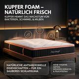 Arensberger Kupfermatratze mit Federkern & Kupferschaum + integrierter Topper | Höhe 25cm | Härtegrad H3/ H4